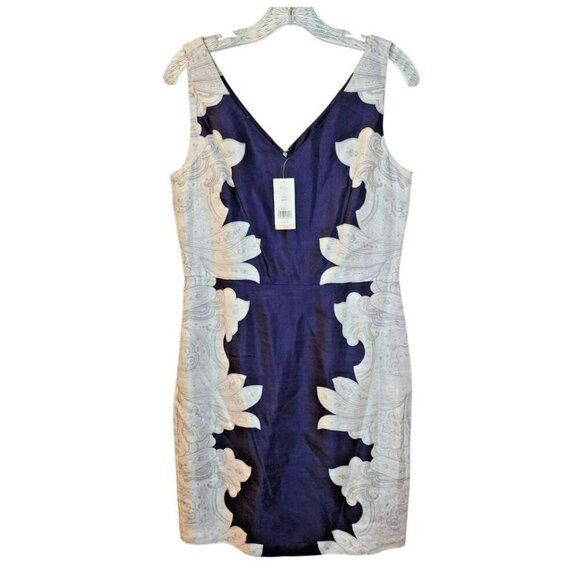 Banana Republic 10 Rayon Linen Sheath Dress Navy Floral Placement Print – EUC - Picture 9 of 9